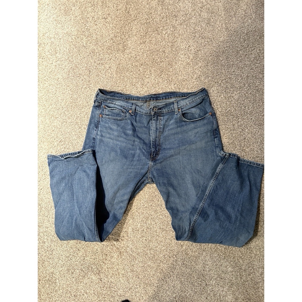Levis 505 Regular Fit Wide Leg 42x30 Medium Wash Red Tab Blue Denim Jeans - Picture 3 of 9